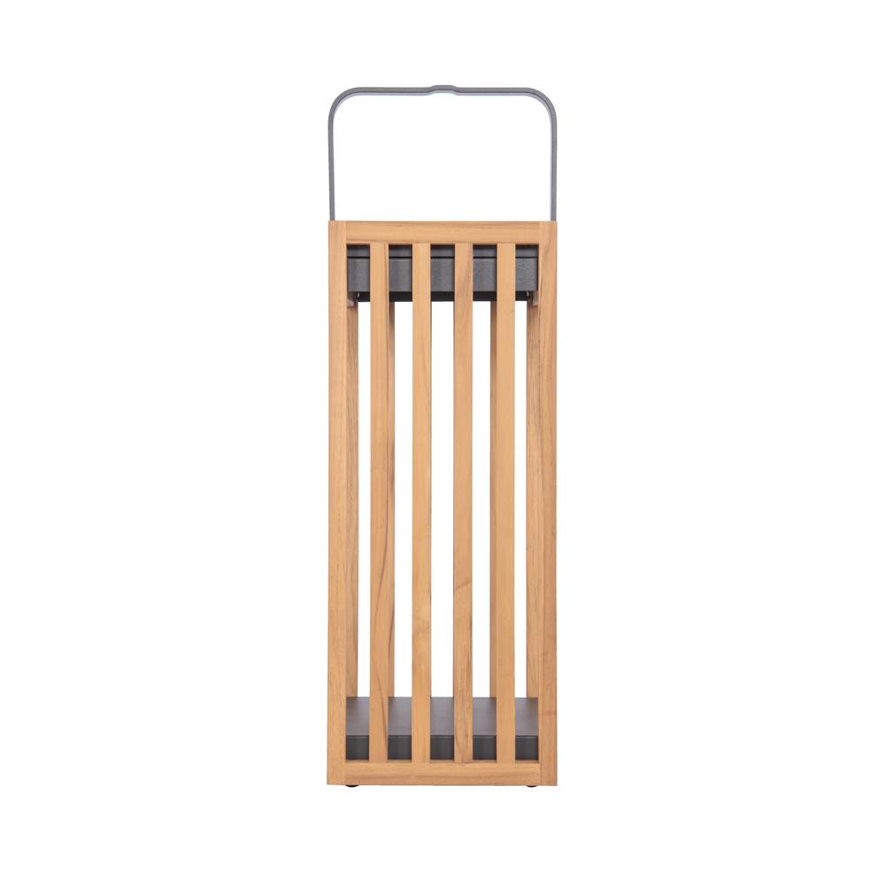 Craftmade Teak Solar Led Outdoor Rechargeable Table Lamp In Teak/textured Grey