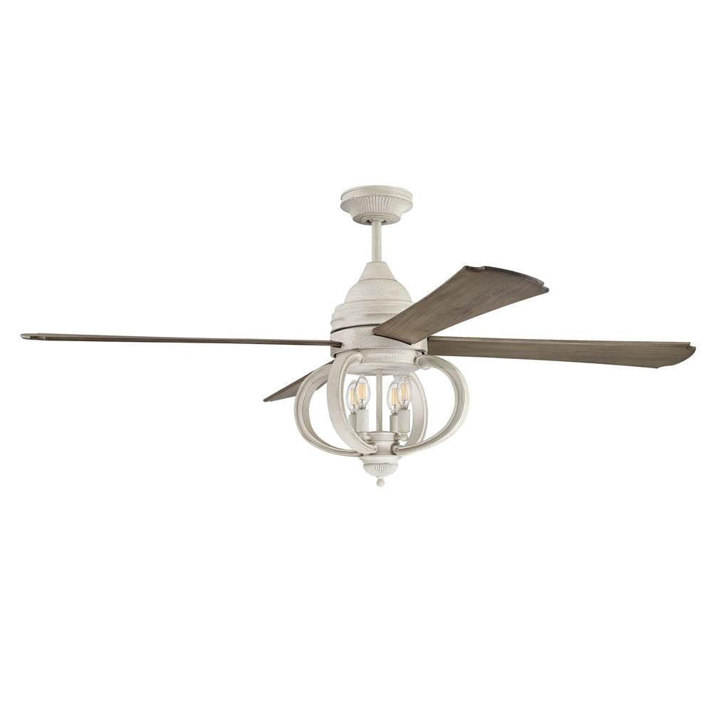 Craftmade Augusta 60'' 4-blade Ceiling Fan In Cottage White W/ Driftwood Blades; Integrated Light Kit