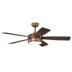 Craftmade Braxton 52'' 5-blade Ceiling Fan In Brushed Copper W/ Dark Cedar/chestnut Blades; Light Kit Included (optional)
