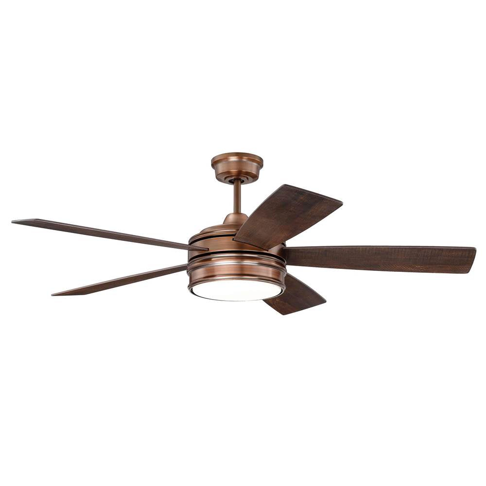 Craftmade Braxton 52'' 5-blade Ceiling Fan In Brushed Copper W/ Dark Cedar/chestnut Blades; Light Kit Included (optional)