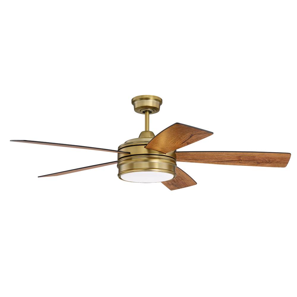 Craftmade BRX52SB5 Satin Brass Braxton 52'' 5-blade Ceiling Fan In Satin Brass W/ Flat Black/mesquite Blades; Light Kit Included (optional) Image 2