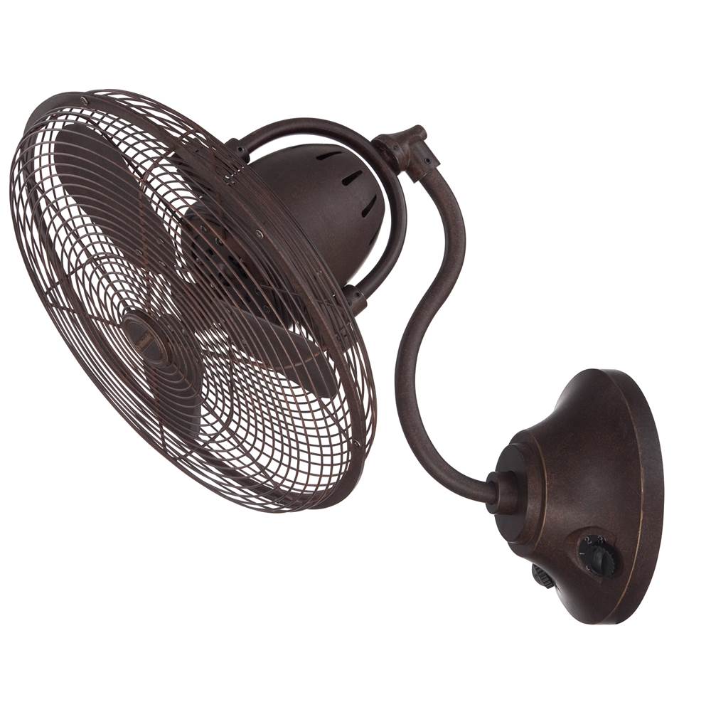Craftmade Bellows I Bellows I 14'' 3-blade Indoor/outdoor (damp) Wall Fan In Aged Bronze Textured W/ Aged Bronze Blades; Not Light Kit Adaptable