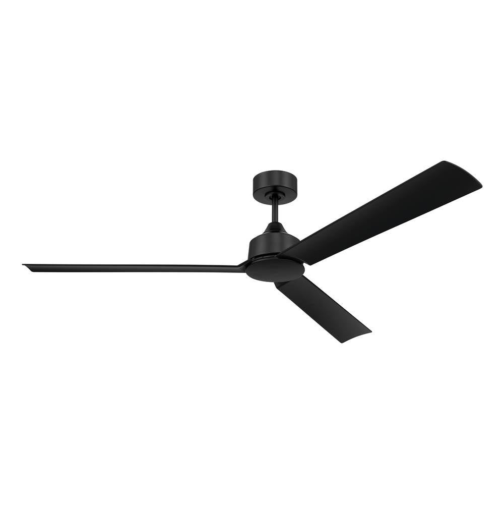 Craftmade  Charming 62'' 3-blade Ceiling Fan In Flat Black With Flat Black Blades; Light Kit Sold Separately
