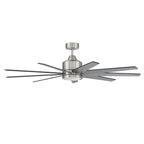 Craftmade CHP60BNK9 Brushed Polished Nickel Champion 60'' 9-blade Ceiling Fan In Brushed Polished Nickel W/ Brushed Nickel/flat Black Blades; Light Kit Included (optional) Image 1