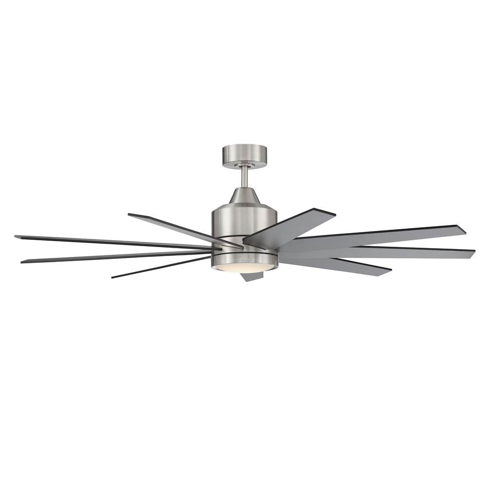 Craftmade Champion 60'' 9-blade Ceiling Fan In Brushed Polished Nickel W/ Brushed Nickel/flat Black Blades; Light Kit Included (optional)