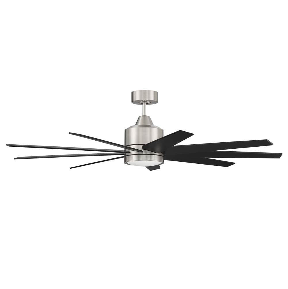Craftmade CHP60BNK9 Brushed Polished Nickel Champion 60'' 9-blade Ceiling Fan In Brushed Polished Nickel W/ Brushed Nickel/flat Black Blades; Light Kit Included (optional) Image 8
