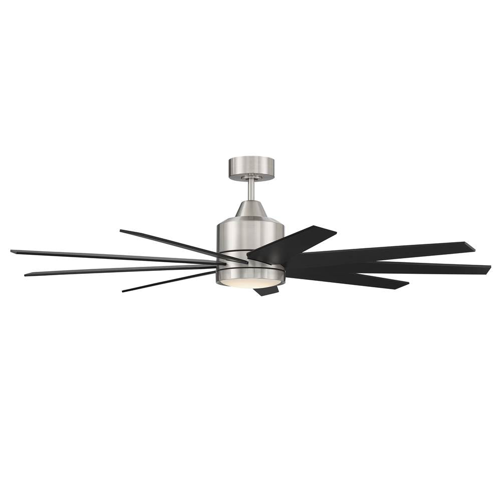 Craftmade CHP60BNK9 Brushed Polished Nickel Champion 60'' 9-blade Ceiling Fan In Brushed Polished Nickel W/ Brushed Nickel/flat Black Blades; Light Kit Included (optional) Image 7