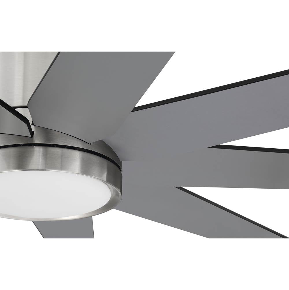 Craftmade CHP60BNK9 Brushed Polished Nickel Champion 60'' 9-blade Ceiling Fan In Brushed Polished Nickel W/ Brushed Nickel/flat Black Blades; Light Kit Included (optional) Image 5