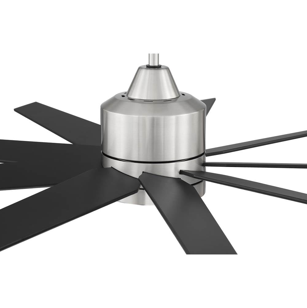 Craftmade CHP60BNK9 Brushed Polished Nickel Champion 60'' 9-blade Ceiling Fan In Brushed Polished Nickel W/ Brushed Nickel/flat Black Blades; Light Kit Included (optional) Image 3