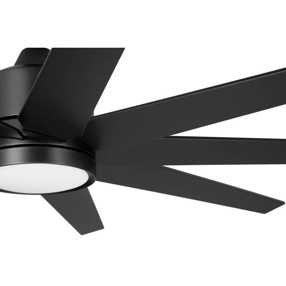 Craftmade CHP60FB9 Flat Black Champion 60'' 9-blade Indoor/outdoor (damp) Ceiling Fan In Flat Black W/ Flat Black Blades; Light Kit Included (optional) Image 6