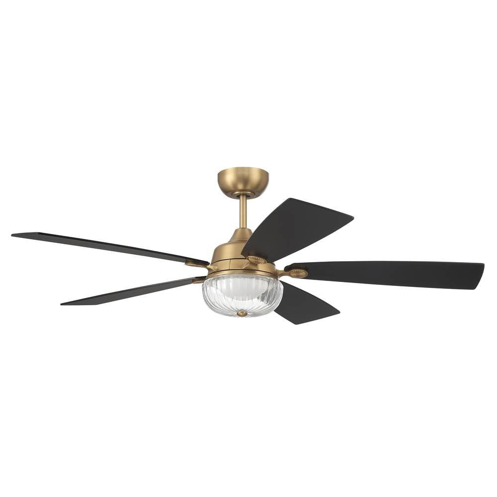 Craftmade CHS52SB5-NWF Satin Brass Chandler 52'' 5-blade Ceiling Fan In Satin Brass With Flat Black/black Walnut Blades, Integrated Light Kit Image 8