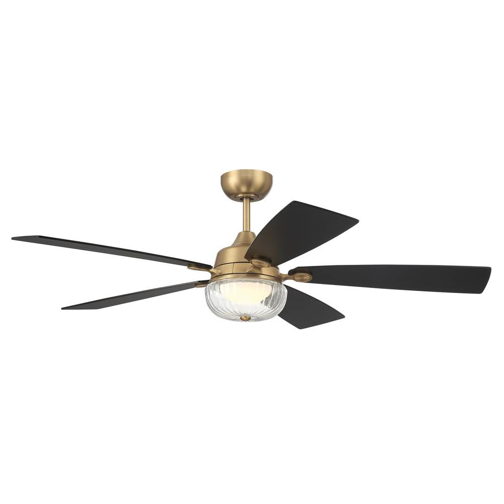 Craftmade CHS52SB5-NWF Satin Brass Chandler 52'' 5-blade Ceiling Fan In Satin Brass With Flat Black/black Walnut Blades, Integrated Light Kit Image 7