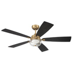 Craftmade CHS52SB5-NWF Satin Brass Chandler 52'' 5-blade Ceiling Fan In Satin Brass With Flat Black/black Walnut Blades, Integrated Light Kit Image 2