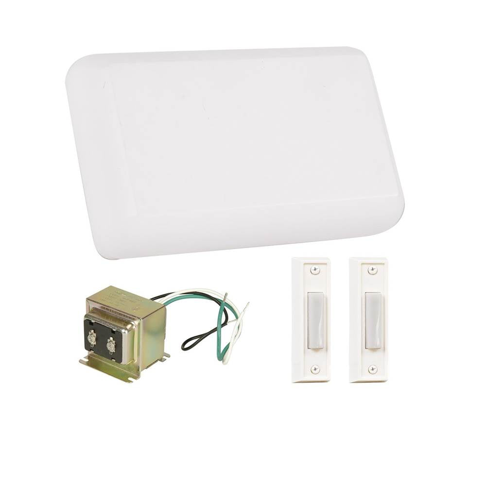 Craftmade Builder Chime Builder Chime Kit In White With 2 Illuminated White Buttons And T1630 Transformer