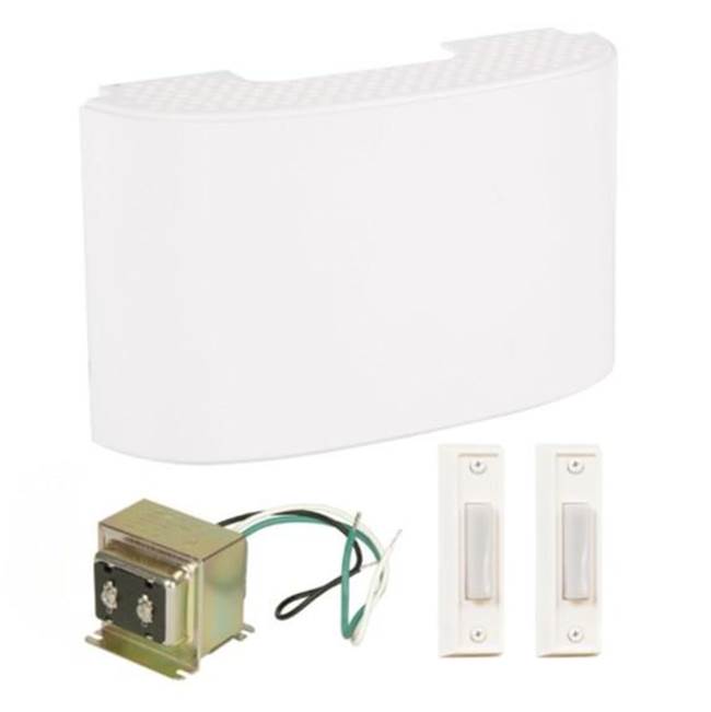 Craftmade Builder Chime Contemporary Chime Kit In White With 2 Illuminated White Buttons And T1630 Transformer
