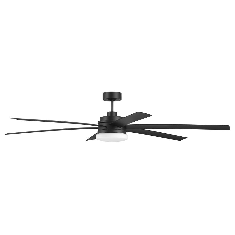 Craftmade Chilz 72'' 6-blade Indoor/outdoor (damp) Smart Ceiling Fan, Flat Black, Integrated Led Light Kit, Remote And Wifi Control; Light Kit Included (optional)