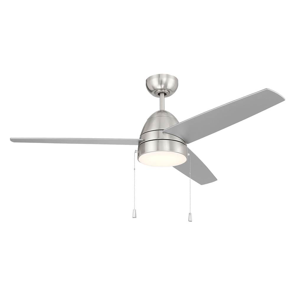Craftmade Cozy 52'' 3-blade Ceiling Fan With Pull Chain In Brushed Polished Nickel With Brushed Nickel Blades, Light Kit Included (optional)