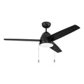 Craftmade CZY52FB3 Flat Black Cozy 52'' 3-blade Ceiling Fan With Pull Chain In Flat Black With Flat Black Blades, Light Kit Included (optional) Image 1
