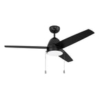 Craftmade CZY52FB3 Flat Black Cozy 52'' 3-blade Ceiling Fan With Pull Chain In Flat Black With Flat Black Blades, Light Kit Included (optional) Image 1