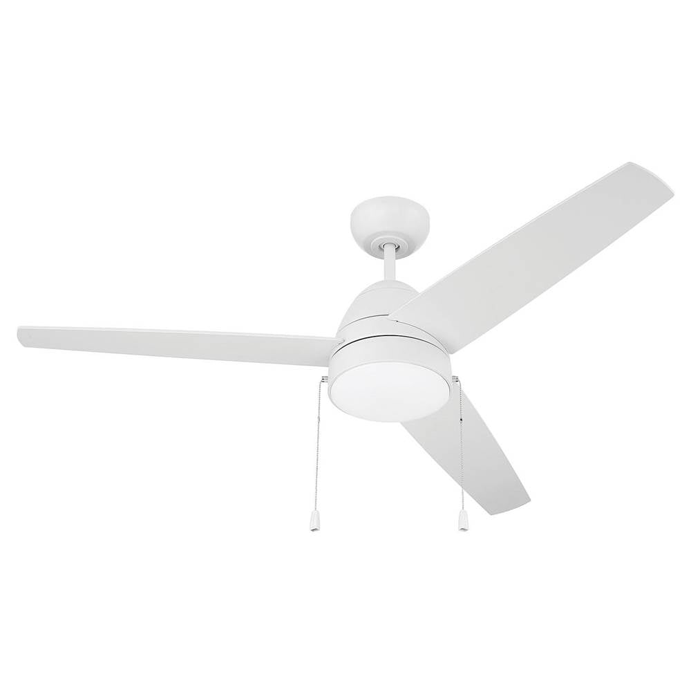 Craftmade CZY52W3 White Cozy 52'' 3-blade Ceiling Fan With Pull Chain In White With White Blades, Light Kit Included (optional) Image 2