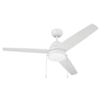 Craftmade CZY52W3 White Cozy 52'' 3-blade Ceiling Fan With Pull Chain In White With White Blades, Light Kit Included (optional) Image 2