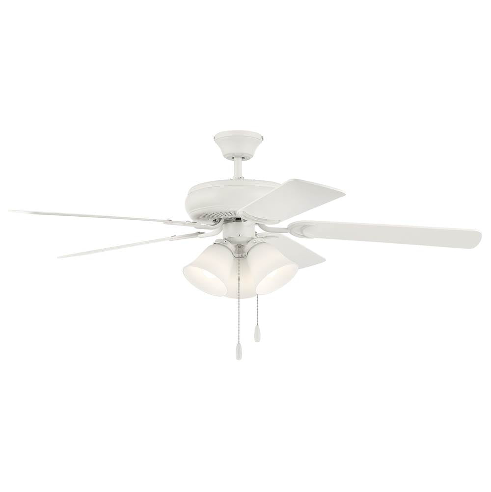Craftmade  Decorator's Choice 52'' 5-blade 3 Light Ceiling Fan In Matte White W/ Matte White Blades; Integrated Light Kit