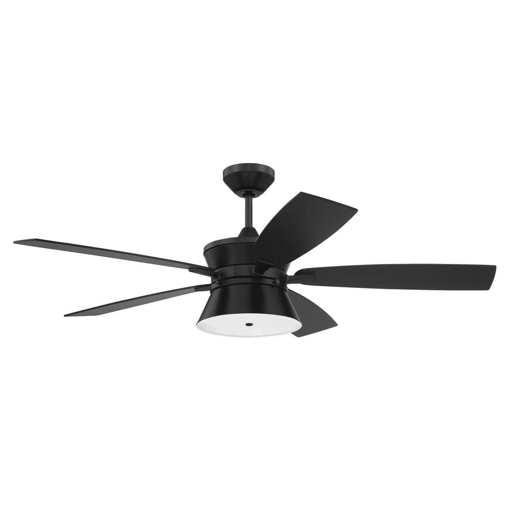Craftmade Dominick 52'' 5-blade Ceiling Fan In Flat Black W/ Flat Black/greywood Blades; Integrated Light Kit