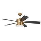 Craftmade DMK52SB5-NWF Satin Brass Dominick 52'' 5-blade Ceiling Fan In Satin Brass With Flat Black/black Walnut Blades, Integrated Light Kit Image 8