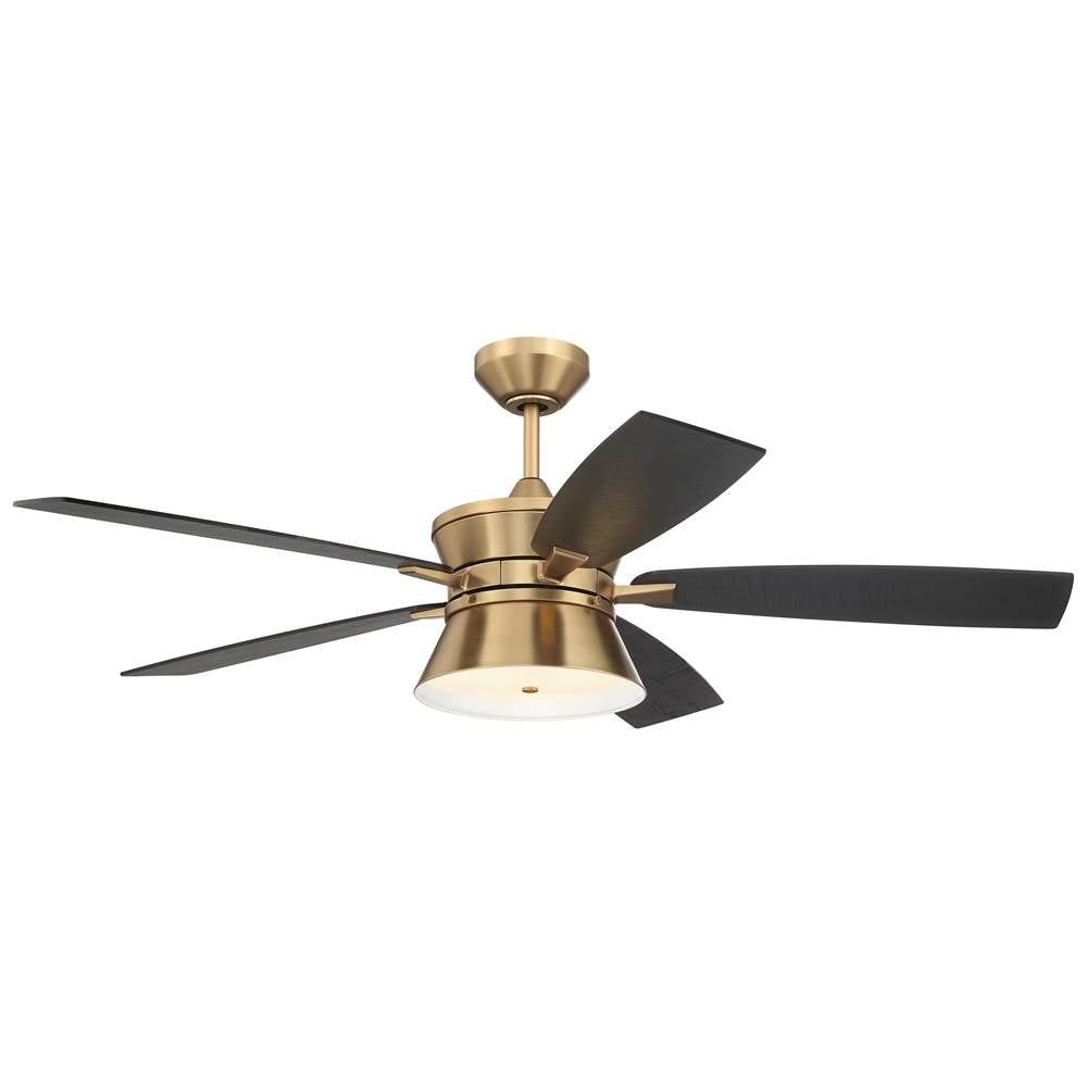 Craftmade DMK52SB5-NWF Satin Brass Dominick 52'' 5-blade Ceiling Fan In Satin Brass With Flat Black/black Walnut Blades, Integrated Light Kit Image 7