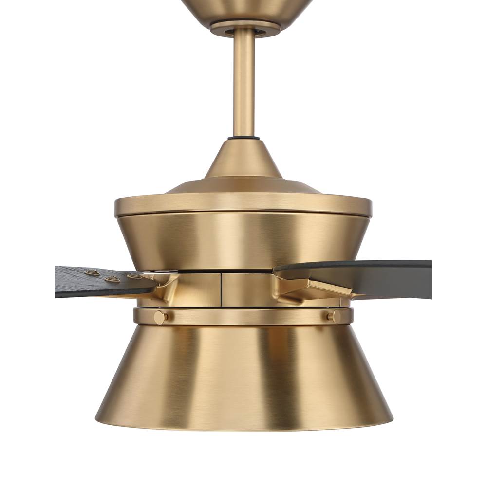 Craftmade DMK52SB5-NWF Satin Brass Dominick 52'' 5-blade Ceiling Fan In Satin Brass With Flat Black/black Walnut Blades, Integrated Light Kit Image 6