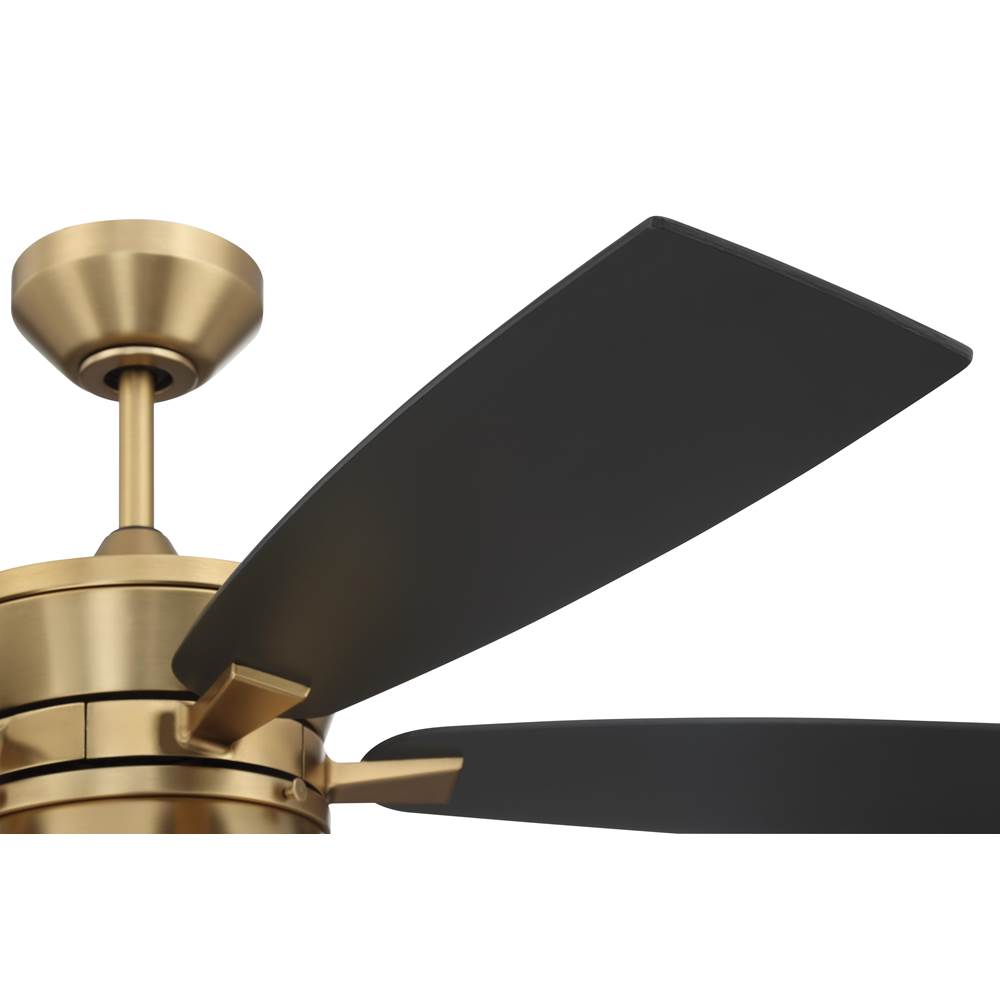 Craftmade DMK52SB5-NWF Satin Brass Dominick 52'' 5-blade Ceiling Fan In Satin Brass With Flat Black/black Walnut Blades, Integrated Light Kit Image 5