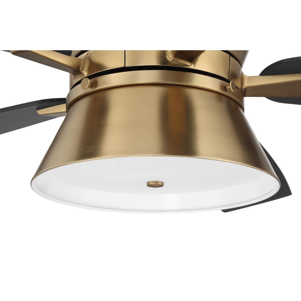 Craftmade DMK52SB5-NWF Satin Brass Dominick 52'' 5-blade Ceiling Fan In Satin Brass With Flat Black/black Walnut Blades, Integrated Light Kit Image 3
