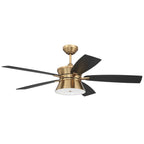 Craftmade Dominick 52'' 5-blade Ceiling Fan In Flat Black W/ Flat Black/greywood Blades; Integrated Light Kit