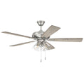 Craftmade Eos Clear Eos 52'' 5-blade Clear 4 Light Ceiling Fan In Brushed Polished Nickel W/ Driftwood/walnut Blades; Integrated Light Kit