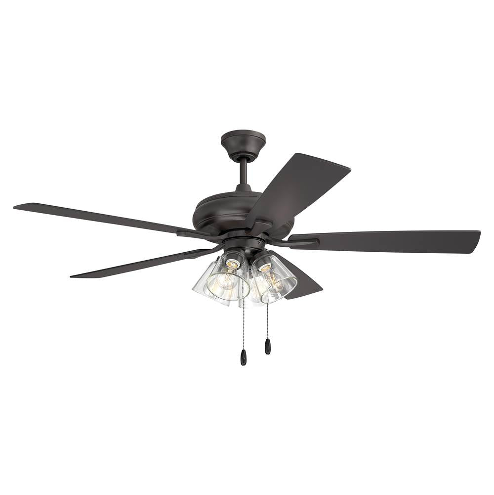 Craftmade Eos 52'' 5-blade Clear 4 Light Ceiling Fan In Classic Bronze With Classic Bronze/walnut Blades, Integrated Light Kit