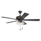 Craftmade Eos 52'' 5-blade Clear 4 Light Ceiling Fan In Classic Bronze With Classic Bronze/walnut Blades, Integrated Light Kit