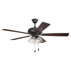 Craftmade ECF104CBZ5-CBZWLN Classic Bronze Eos 52'' 5-blade Clear 4 Light Ceiling Fan In Classic Bronze With Classic Bronze/walnut Blades, Integrated Light Kit Image 8