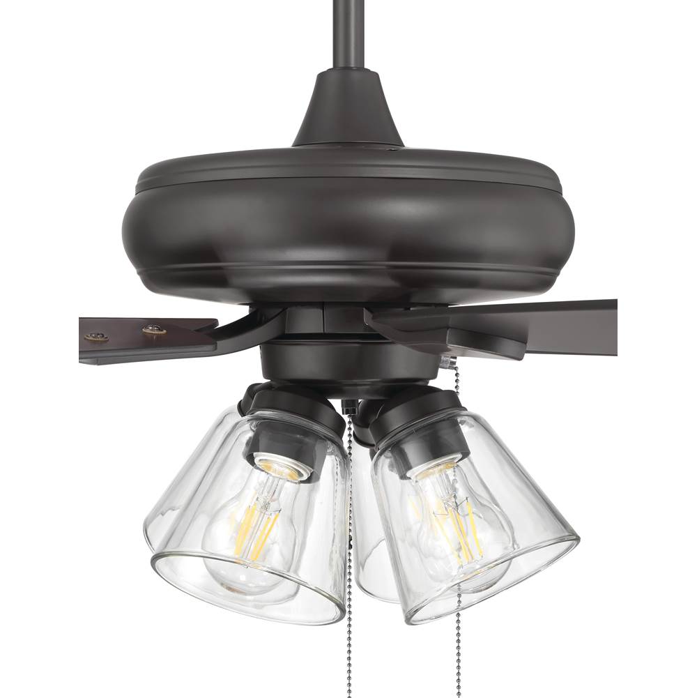 Craftmade ECF104CBZ5-CBZWLN Classic Bronze Eos 52'' 5-blade Clear 4 Light Ceiling Fan In Classic Bronze With Classic Bronze/walnut Blades, Integrated Light Kit Image 7