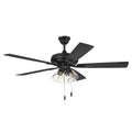 Craftmade Eos Clear Eos 52'' 5-blade Clear 4 Light Ceiling Fan In Flat Black W/ Flat Black/greywood Blades; Integrated Light Kit