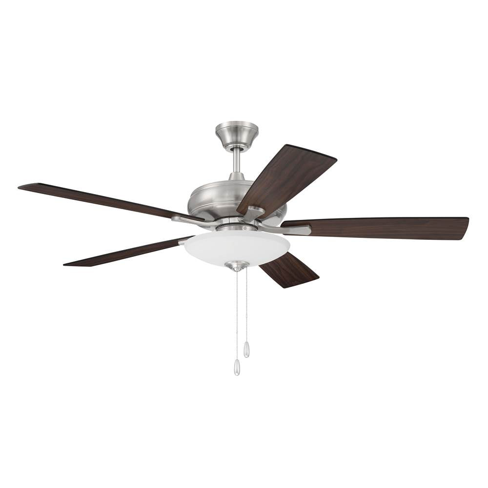 Craftmade Eos 52'' 5-blade 3 Light Bowl Ceiling Fan In Brushed Polished Nickel W/ Driftwood/walnut Blades; Light Kit Included (optional)