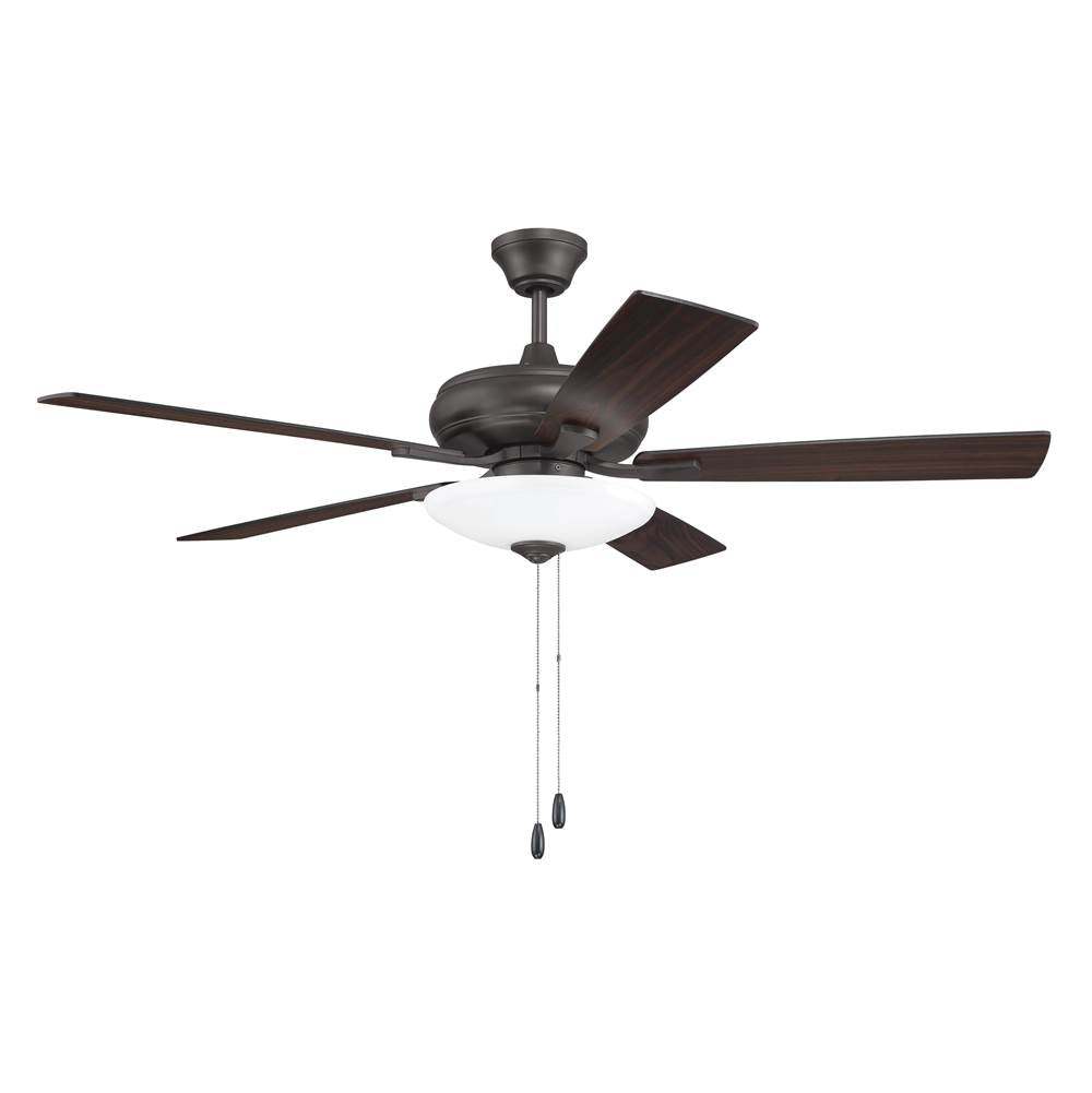 Craftmade ECF111CBZ5-CBZWLN Classic Bronze Eos 52'' 5-blade 3 Light Bowl Ceiling Fan In Classic Bronze With Classic Bronze/walnut Blades, Light Kit Included (optional) Image 1