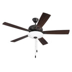Craftmade ECF111CBZ5-CBZWLN Classic Bronze Eos 52'' 5-blade 3 Light Bowl Ceiling Fan In Classic Bronze With Classic Bronze/walnut Blades, Light Kit Included (optional) Image 2