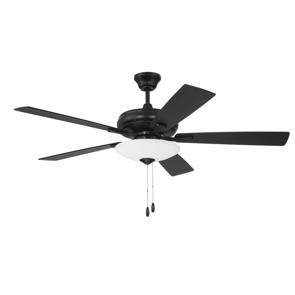 Craftmade Eos 52'' 5-blade 3 Light Bowl Ceiling Fan In Flat Black W/ Flat Black/greywood Blades; Light Kit Included (optional)