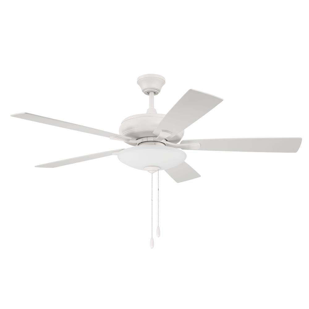 Craftmade Eos 52'' 5-blade 3 Light Bowl Ceiling Fan In White W/ White/washed Oak Blades; Light Kit Included (optional)