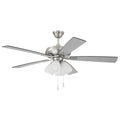 Craftmade ECF114BNK5-BNGW Brushed Polished Nickel Eos 52'' 5-blade Frost 4 Light Ceiling Fan In Brushed Polished Nickel W/ Brushed Nickel/greywood Blades; Integrated Light Kit Image 1