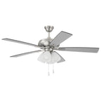 Craftmade ECF114BNK5-BNGW Brushed Polished Nickel Eos 52'' 5-blade Frost 4 Light Ceiling Fan In Brushed Polished Nickel W/ Brushed Nickel/greywood Blades; Integrated Light Kit Image 1