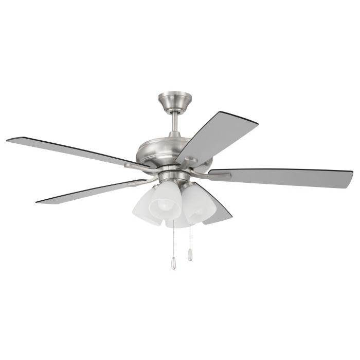 Craftmade ECF114BNK5-BNGW Brushed Polished Nickel Eos 52'' 5-blade Frost 4 Light Ceiling Fan In Brushed Polished Nickel W/ Brushed Nickel/greywood Blades; Integrated Light Kit Image 1