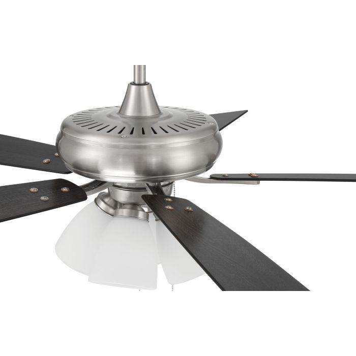 Craftmade ECF114BNK5-BNGW Brushed Polished Nickel Eos 52'' 5-blade Frost 4 Light Ceiling Fan In Brushed Polished Nickel W/ Brushed Nickel/greywood Blades; Integrated Light Kit Image 4