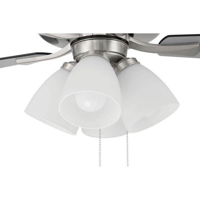 Craftmade ECF114BNK5-BNGW Brushed Polished Nickel Eos 52'' 5-blade Frost 4 Light Ceiling Fan In Brushed Polished Nickel W/ Brushed Nickel/greywood Blades; Integrated Light Kit Image 3