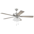 Craftmade Eos Frost Eos 52'' 5-blade Frost 4 Light Ceiling Fan In Brushed Polished Nickel W/ Driftwood/walnut Blades; Integrated Light Kit